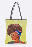 Glasses Girl Sequins Large Tote Bag